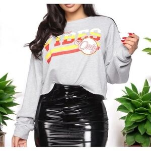 Fashion Nova Good Vibes Only Sweatshirt - Heather Grey Size L